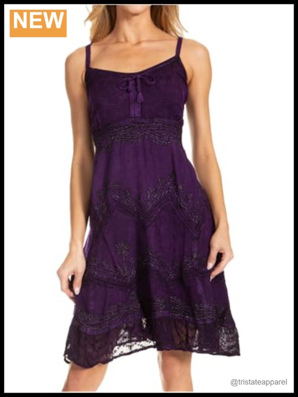Sakkas Stonewashed Rayon Adjustable Spaghetti Strap Midi Dress